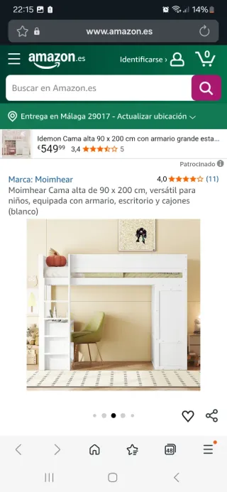 Cama alta Moimhear blanca