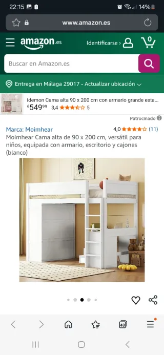 Cama alta Moimhear blanca