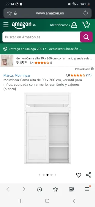Cama alta Moimhear blanca