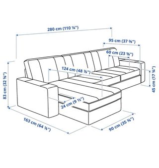 Sofá / Chaise Longue Ikea 3 plazas KIVIK Marrón
