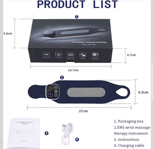 Masajeador Muñeca/Mano 3 Niveles Calor