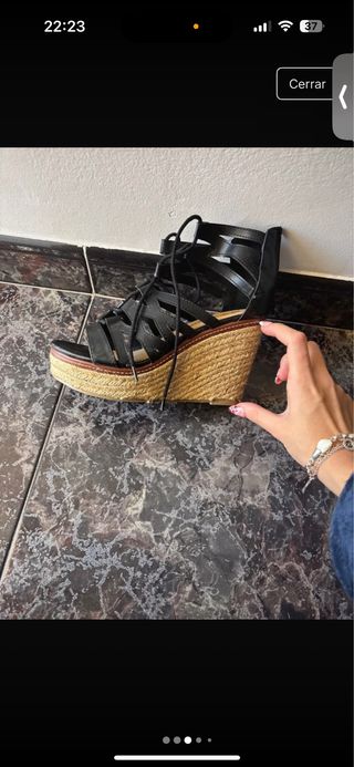 Cuñas esparto negras y beige