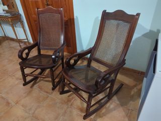 Pareja Mecedoras Caoba Antiguas