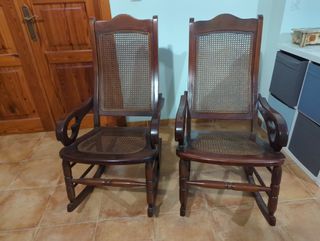Pareja Mecedoras Caoba Antiguas