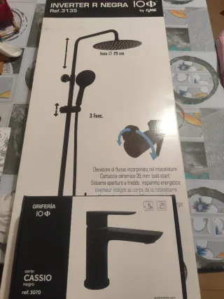 Grifo Ducha inverter GME y Lavabo Negro Casio