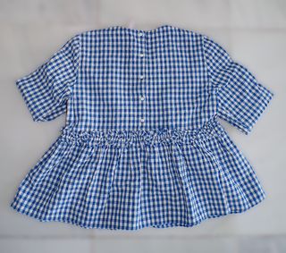 Blusa Zara volantes cuadros azul y blanco