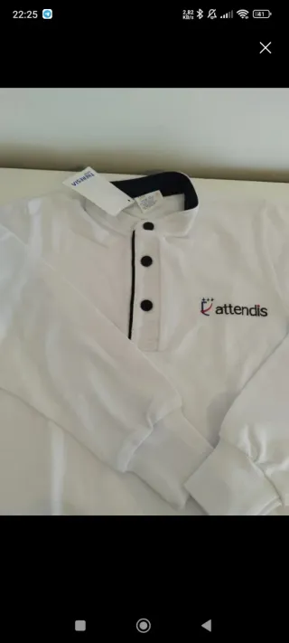 Polo blanco manga larga Attendis T8