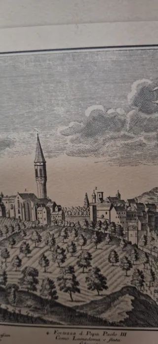 Perugia.  Riproduzione di Veduta antica in carta