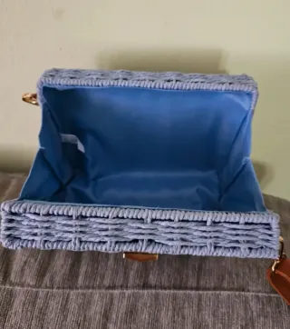 Bolso de mimbre y piel marrón