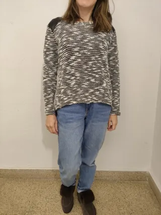 Jersey jaspeado negro y blanco