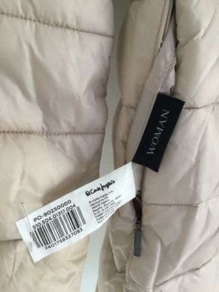 Anorak beige mujer reversible ,  capucha y pelo