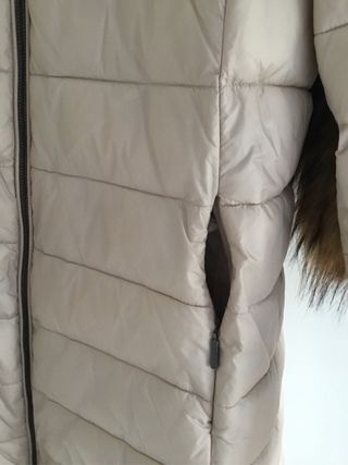 Anorak beige mujer reversible ,  capucha y pelo