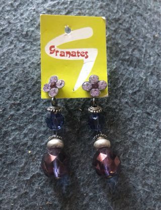 Pendientes Granates Cristal Azul y Morado