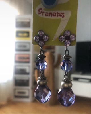 Pendientes Granates Cristal Azul y Morado