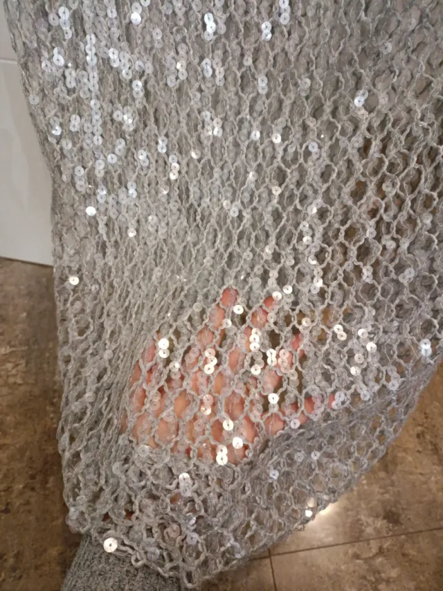 Falda plateada lentejuelas talla M.