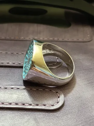 Anillo Sello Mujer Plata y Turquesa