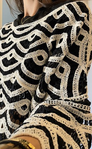 Jersey Crochet March Studio Beige/Negro Talla Únic