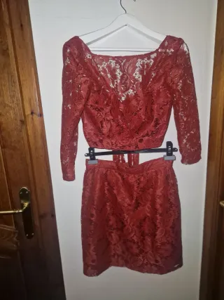 Conjunto 2 piezas encaje rojo