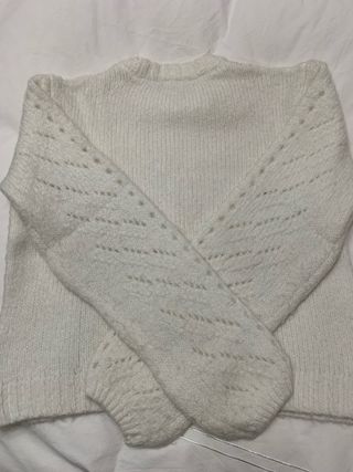 Jersey Bershka blanco calado