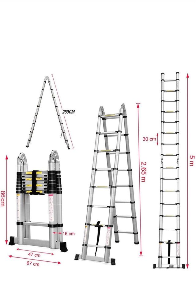 Escalera Telescópica Profesional Aluminio 5M