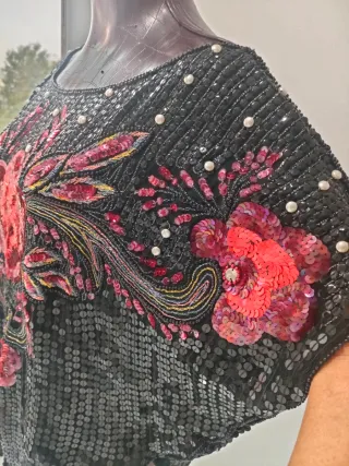 Top Fiesta Lentejuelas Flores