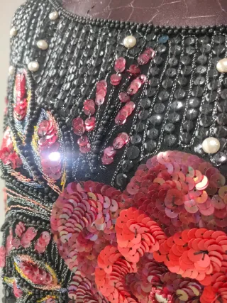 Top Fiesta Lentejuelas Flores