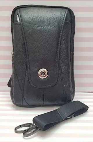 OFERTA. BOLSO PIEL MULTIUSOS MOVIL. RIÑONERA NEGRA