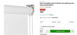 Tenda arrotolabile a schermo termico 1% con catena in PVC