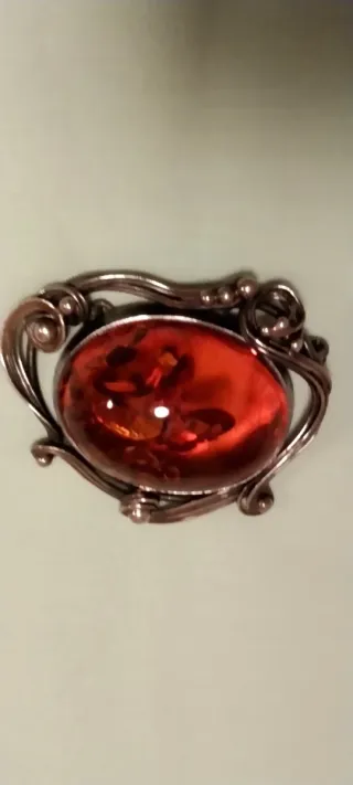 Medallón Ámbar y Plata muy antiguo