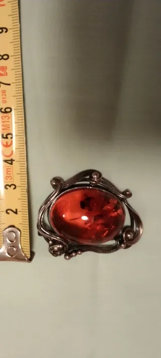 Medallón Ámbar y Plata muy antiguo