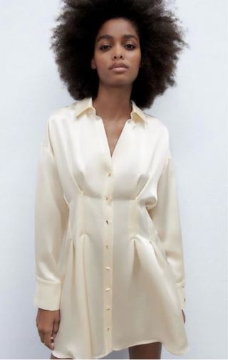 Vestido camisero satinado