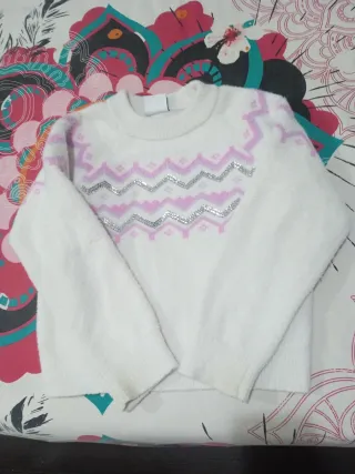 Jersey niña blanco y rosa