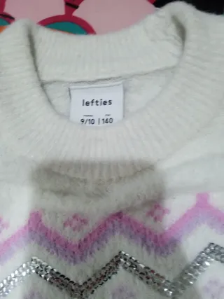 Jersey niña blanco y rosa