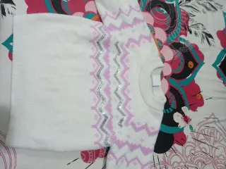 Jersey niña blanco y rosa