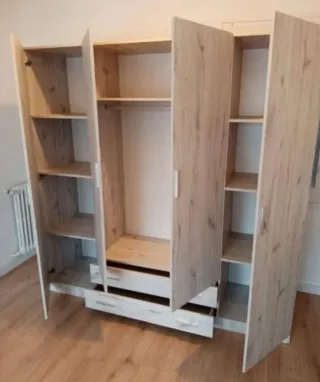 Armario modular madera beige y marrón