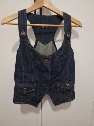 Chaleco tejano azul talla XL/32Mex