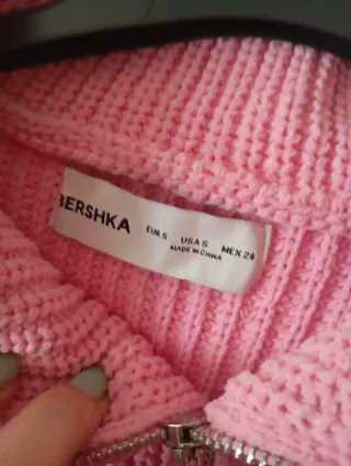 Jersey rosa cremallera cuello alto