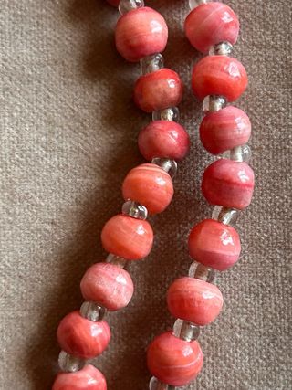 Collar largo cristal rosa y naranja( color salmòn)