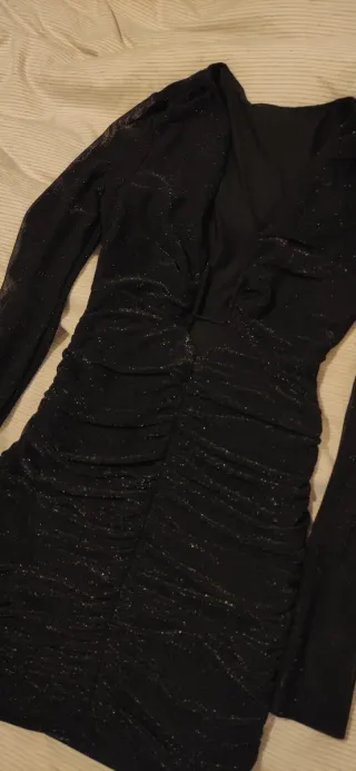 Vestido Negro Brillante Talla XS