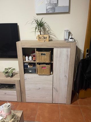 Muebles de salón madera y mimbre