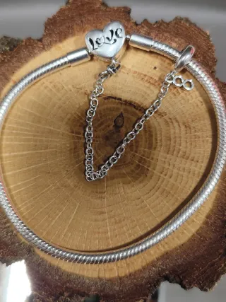 Pulsera Plata 925 Corazón FOREVER y Love