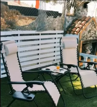 Tumbonas plegables T-Lovendo - Pack 2 + mesa