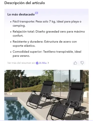 Tumbonas plegables T-Lovendo - Pack 2 + mesa