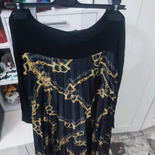 Abito lungo donna nero con catene oro