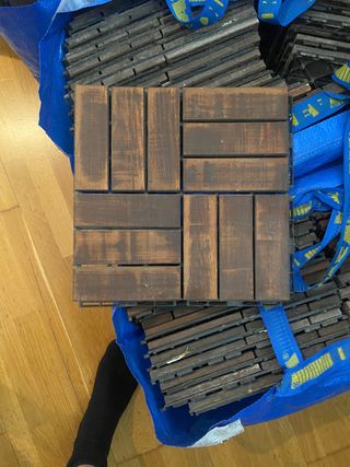 Baldosas Madera Acacia Jardín Semi Nuevas