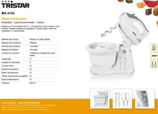 Batidora Amasadora Tristar MX-4152