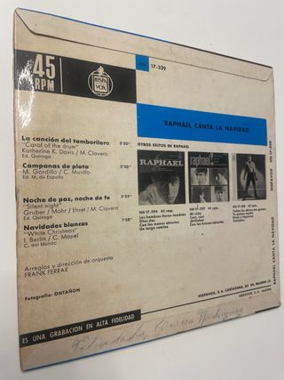 Vinilo Raphael Canta La Navidad 7