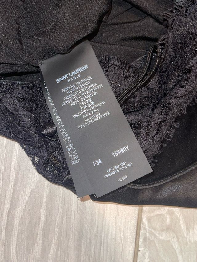 YSL playsuit pizzo seta nero taglia 36