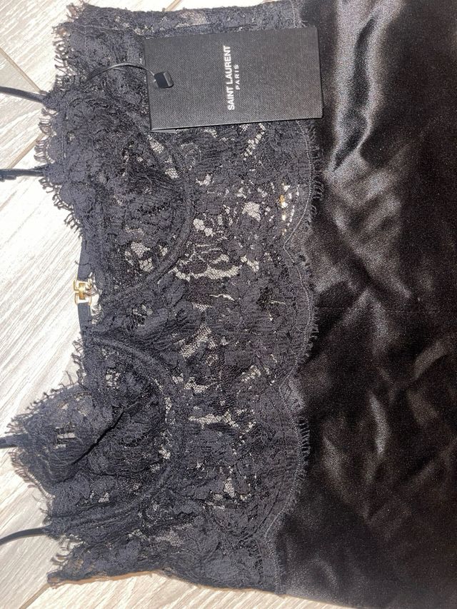 YSL playsuit pizzo seta nero taglia 36