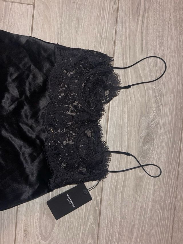 YSL playsuit pizzo seta nero taglia 36